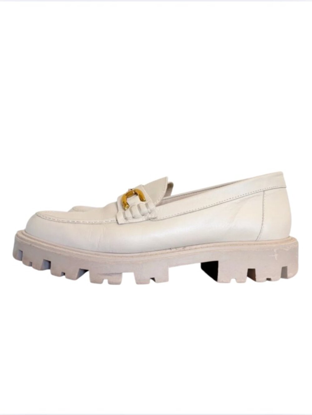 Zara Horse Bit Cream Chunky Soft Academia Loafers with Gold Accent - size 40